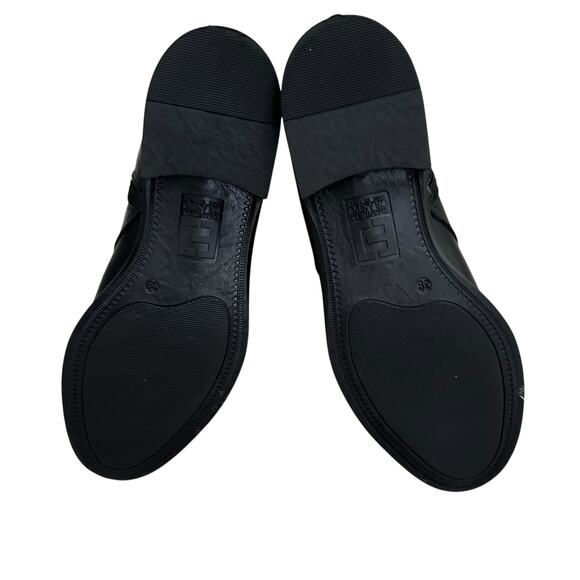 Emmanuele Crasto Black Leather Moto Boots Women 39 / 8.5 Buckle Zip Italy Made - Picture 6 of 9